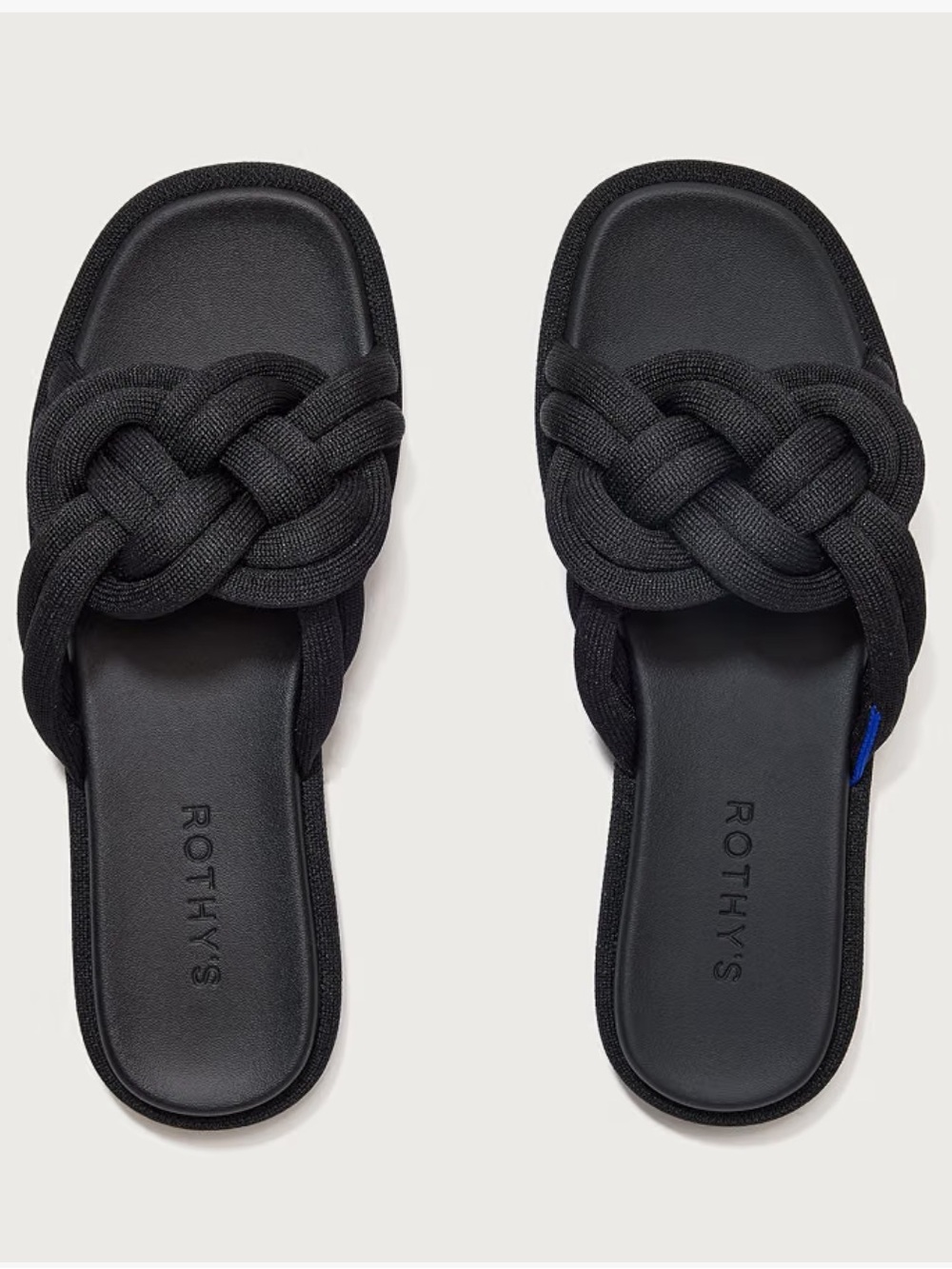 Rothy's Black Braided Knot Slide Sandals